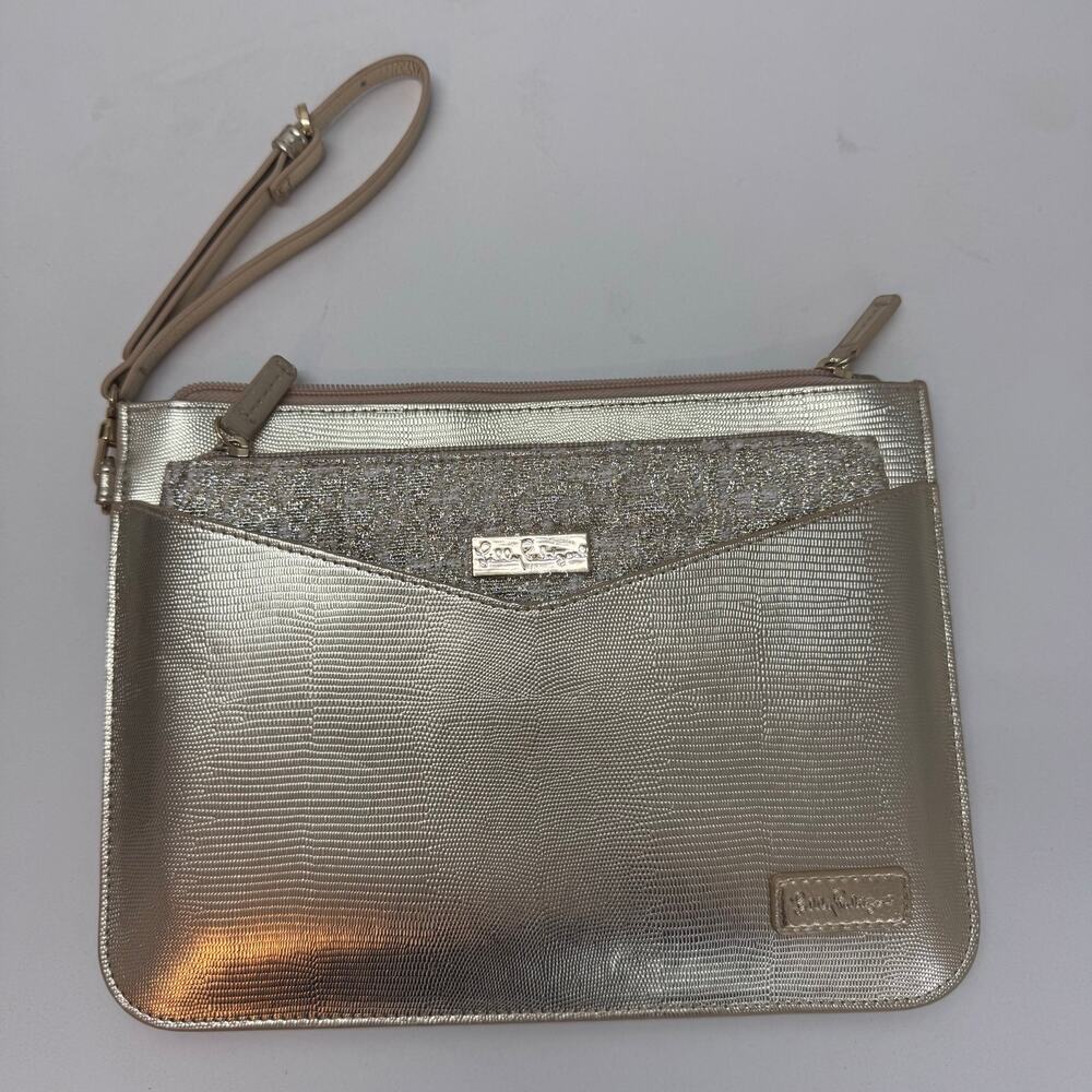 Lilly Pulitzer Elegant Gold Wristlet Clutch Glams Travel Vacation